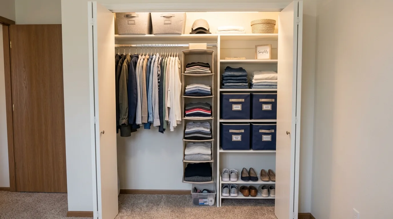 Refresh a small closet with space-saving tools inspiration for a closet.